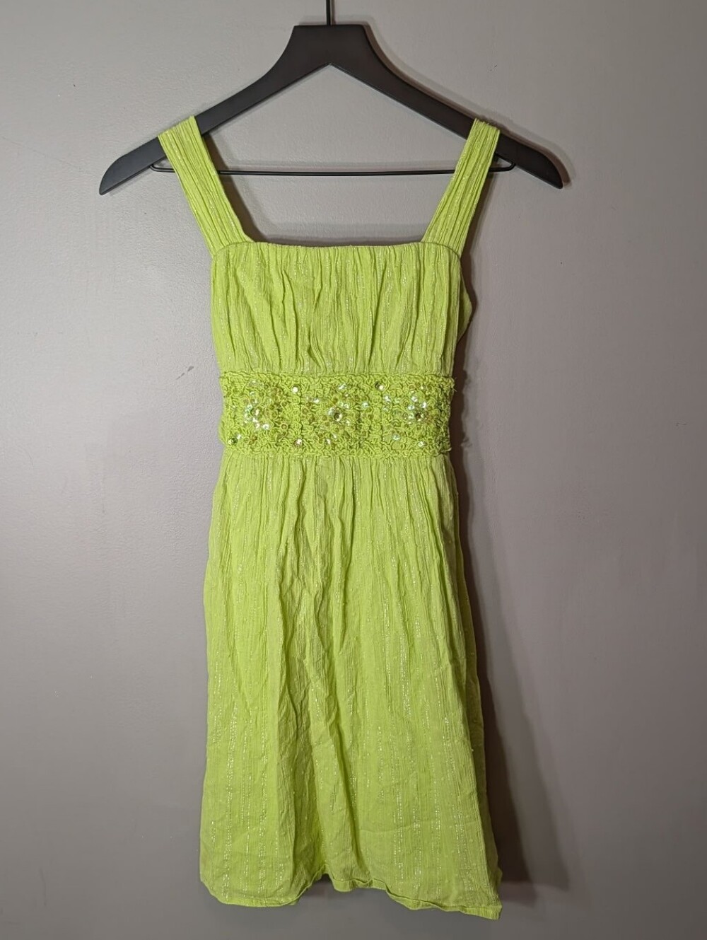 My Michelle Lime Green Beaded Waist Mini Dress